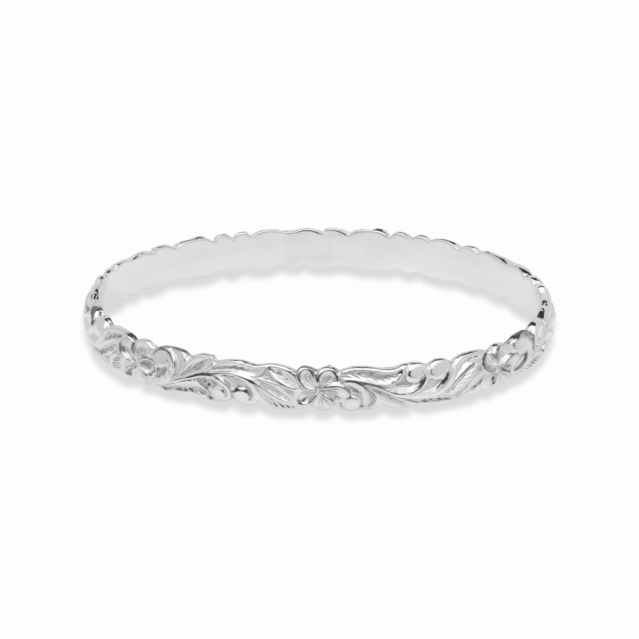Hawaiian Heirloom Plumeria Bracelet in Sterling Silver - 6mm Precious Detail Luxury Moments