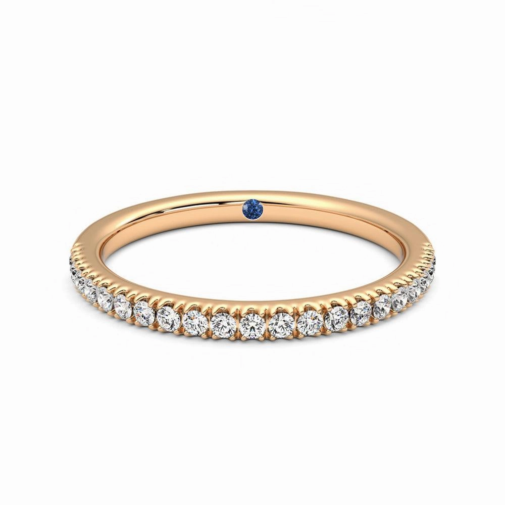 Classic Pav?? Moissanite Wedding Band with Anniversary Stone Accent Minimal Highlight