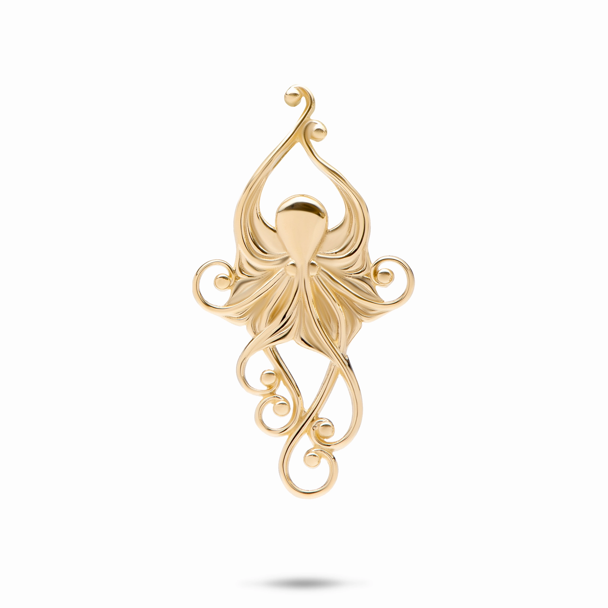 Opulent Glow Bold piece Living Heirloom Octopus Pendant in Gold - 36mm