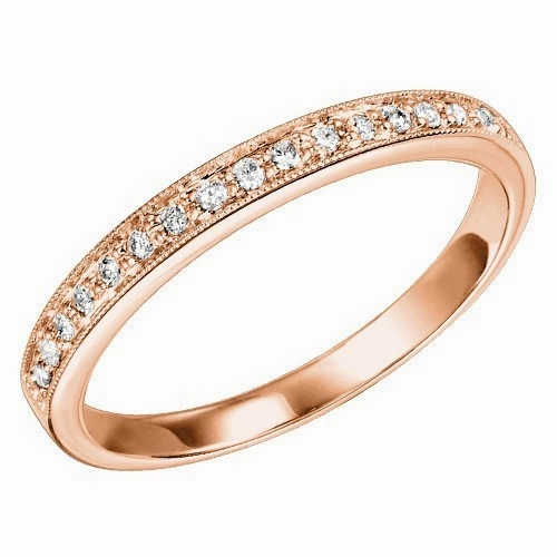 Excellent Piece Dashing Accessory Bead Set Diamond Stackable Ring .12 Cttw 10K Rose Gold