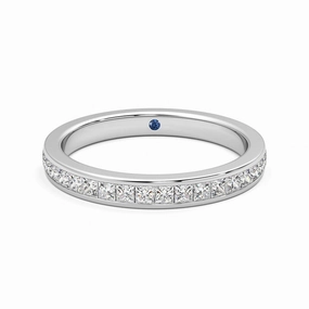 Half Eternity Channel Set Princess Cut Moissanite Wedding Band with Anniversary Stone Accent Stunning Style Timeless Jewelry Look