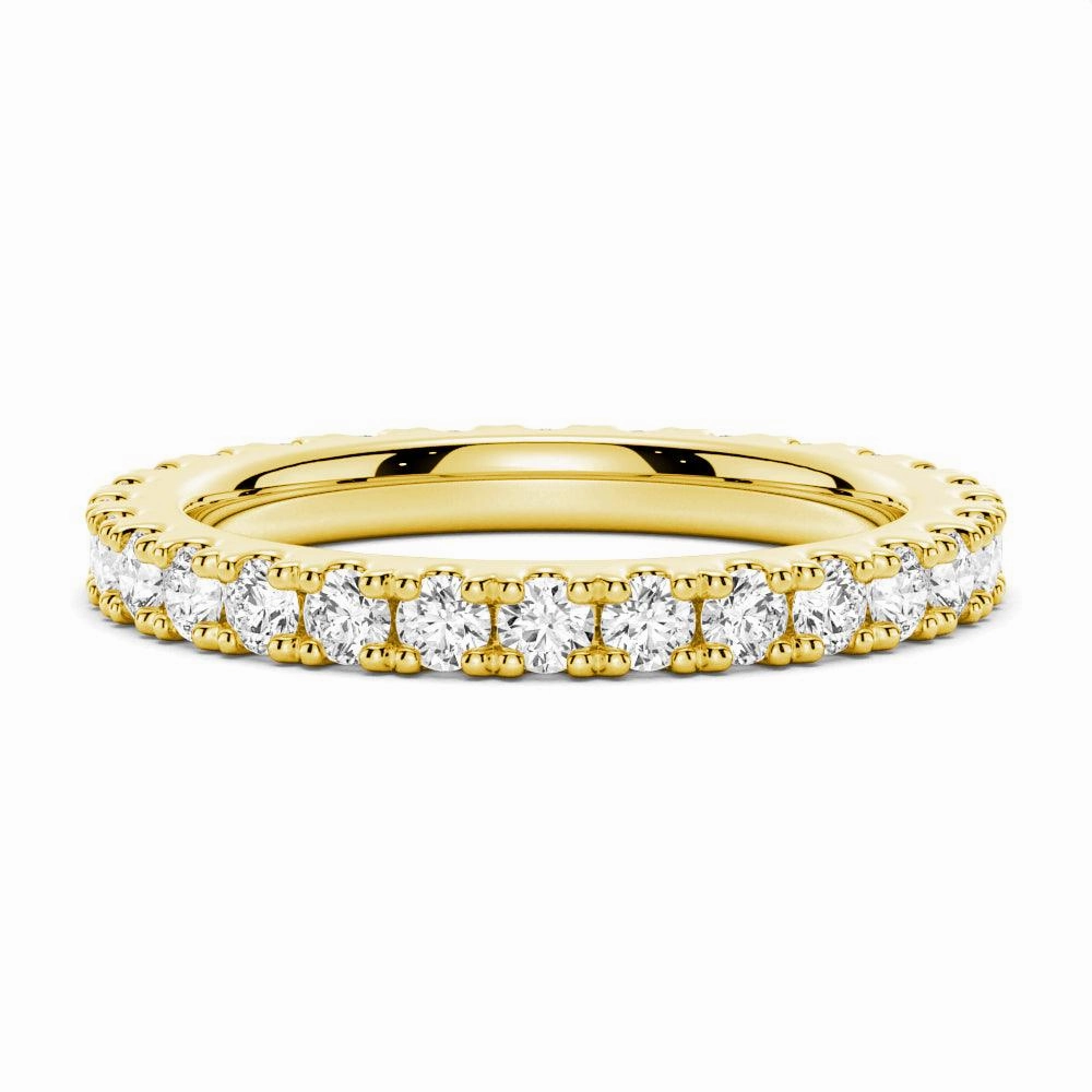 Bold Lines French Pave Round Cut Moissanite Eternity Band