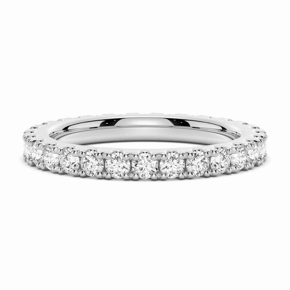 French Pave Round Cut Moissanite Eternity Band Opulent Shine Cool Spark