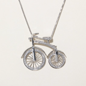 Easy Match Trendy Finish Diamond Bicycle Convertible Pendant Necklace | 1.10ctw