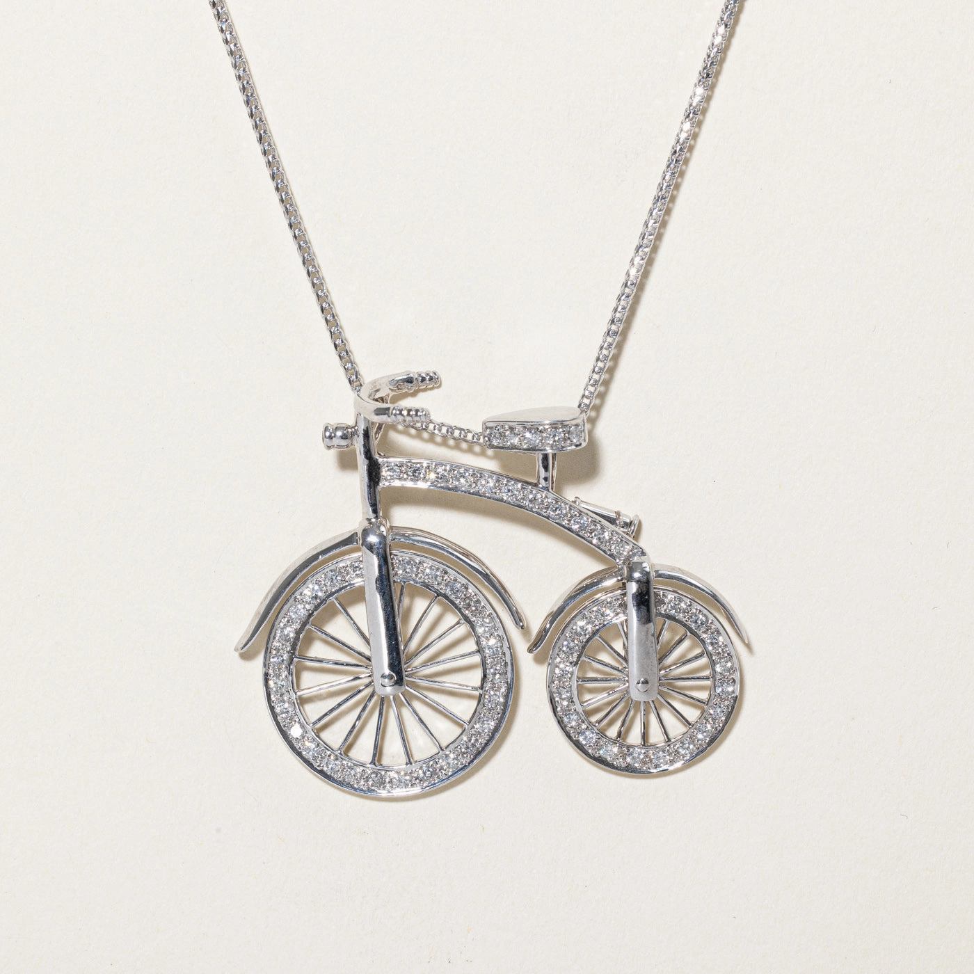 Easy Match Trendy Finish Diamond Bicycle Convertible Pendant Necklace | 1.10ctw