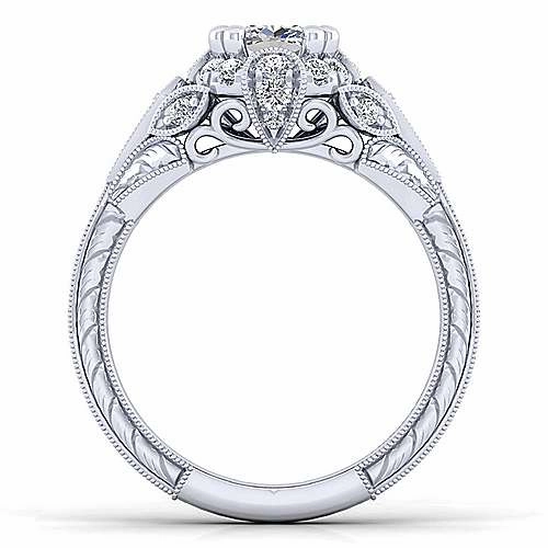 Sturdy Construction Fine Symbol Victorian Round Halo Diamond Ring .34 Cttw 14k White Gold 494A