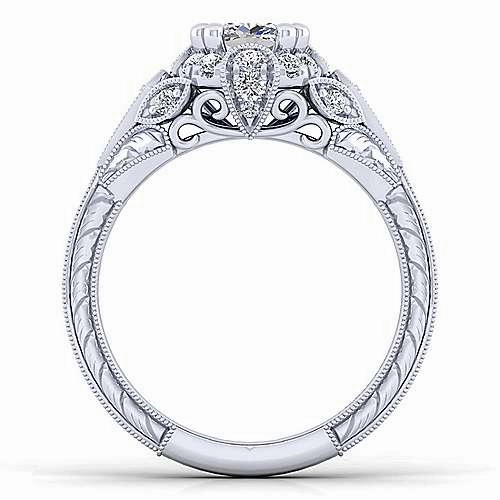 Comfortable Product Elegant Jewelry Victorian Round Halo Diamond Ring .34 Cttw 14k White Gold 494A