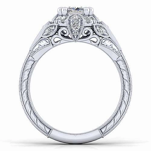 Balanced Harmony Modern Balance Victorian Round Halo Diamond Ring .34 Cttw 14k White Gold 494A