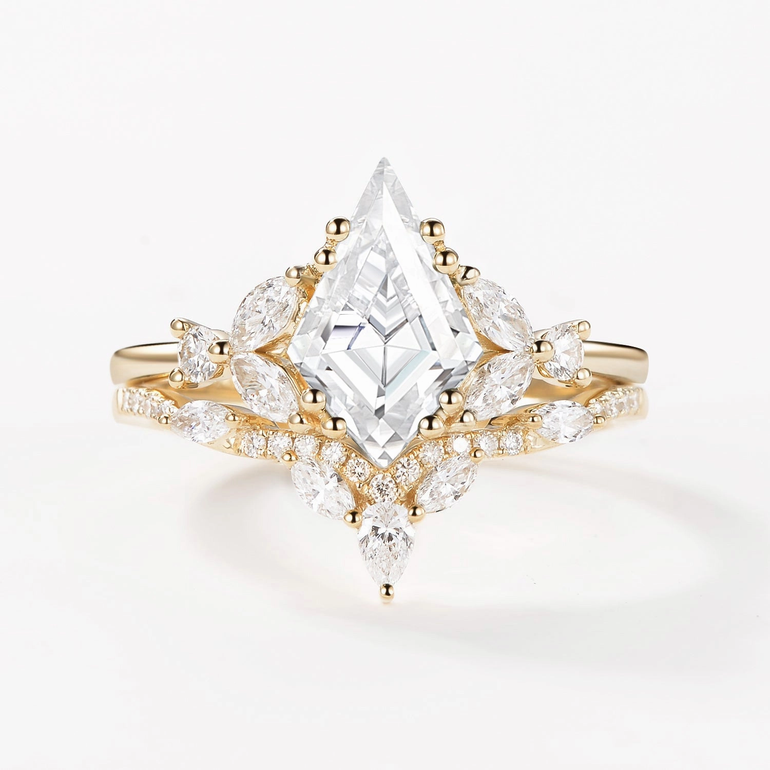 Moissanite Cluster Engagement Ring Set 2pcs Formal Accessory