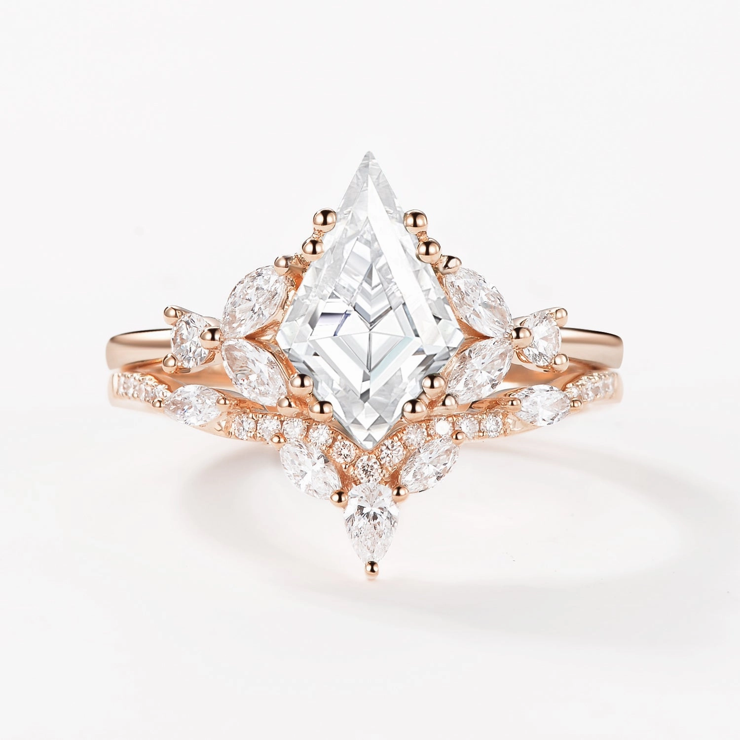 Creative Light Moissanite Cluster Engagement Ring Set 2pcs