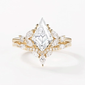 Moissanite Cluster Engagement Ring Set 2pcs Formal Accessory