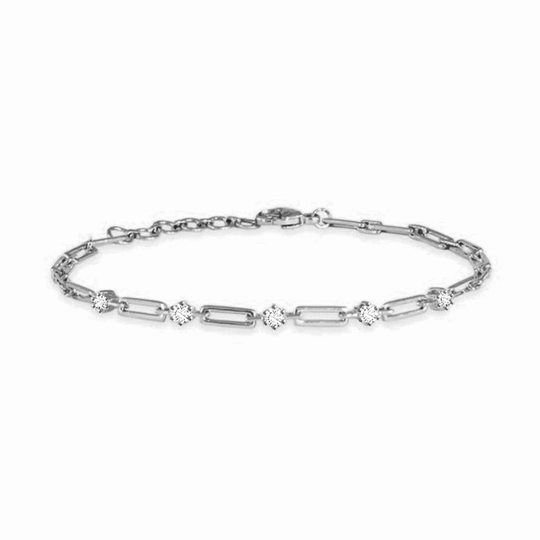 Exclusive Style Moissanite Dotted Paperclip Chain Bracelet