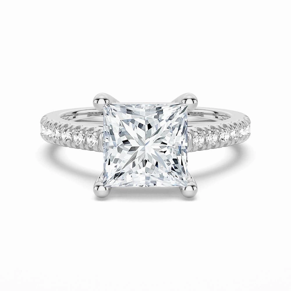 Luxe style Moissanite Princess Cut Engagement Ring With Hidden Halo