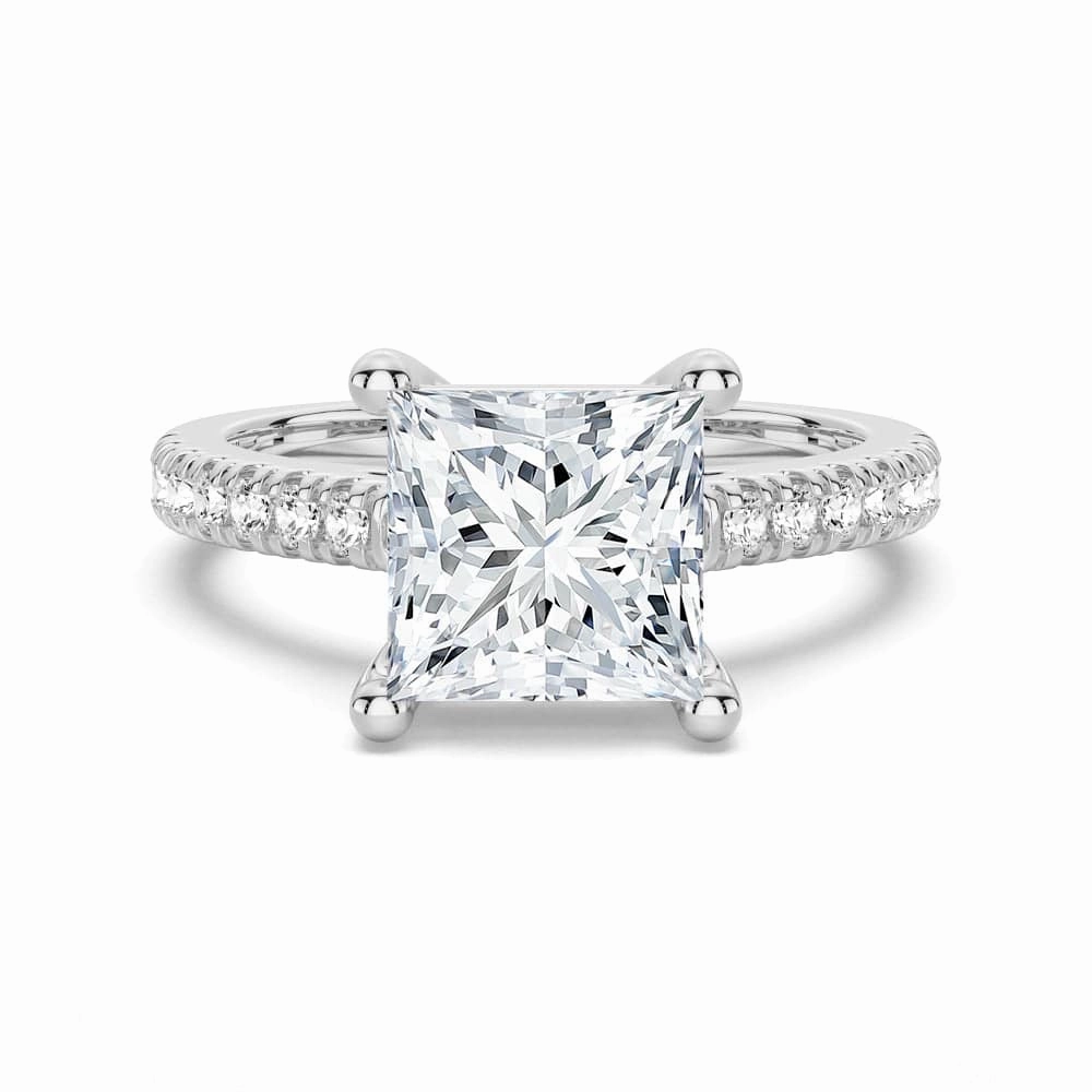 Moissanite Princess Cut Engagement Ring With Hidden Halo Formal Layer Timeless Glam