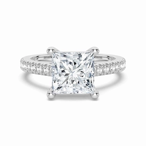 Moissanite Princess Cut Engagement Ring With Hidden Halo Formal Layer Timeless Glam