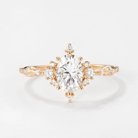 Subtle Glamour Elegant Jewelry Moissanite Yellow Gold Stacking Vintage Engagement Ring