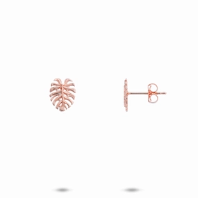 Luxury feature Signature Touch Monstera Earrings in Rose Gold - 9mm