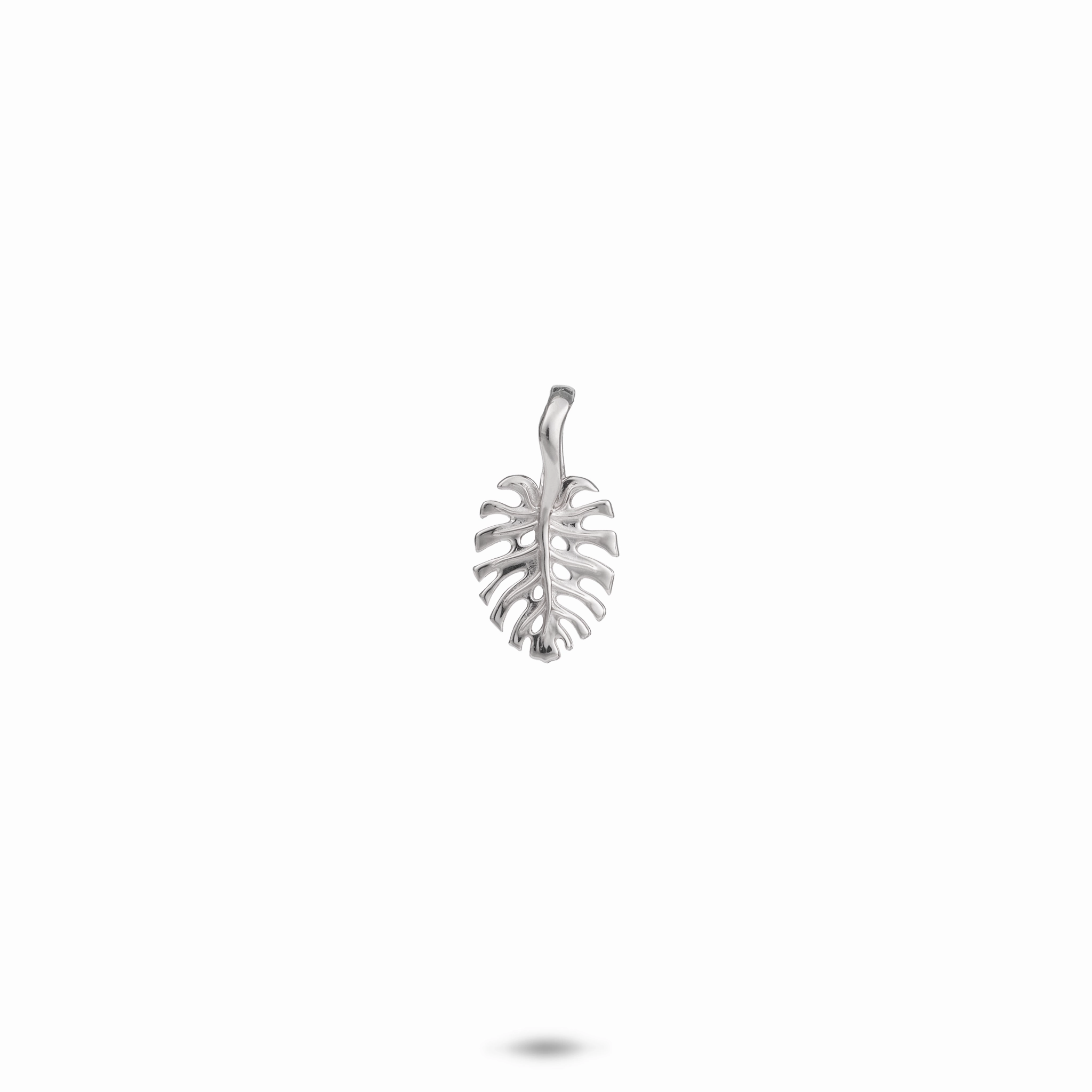 Sophisticated Style Clean Vibe Monstera Pendant in White Gold - 13.5mm
