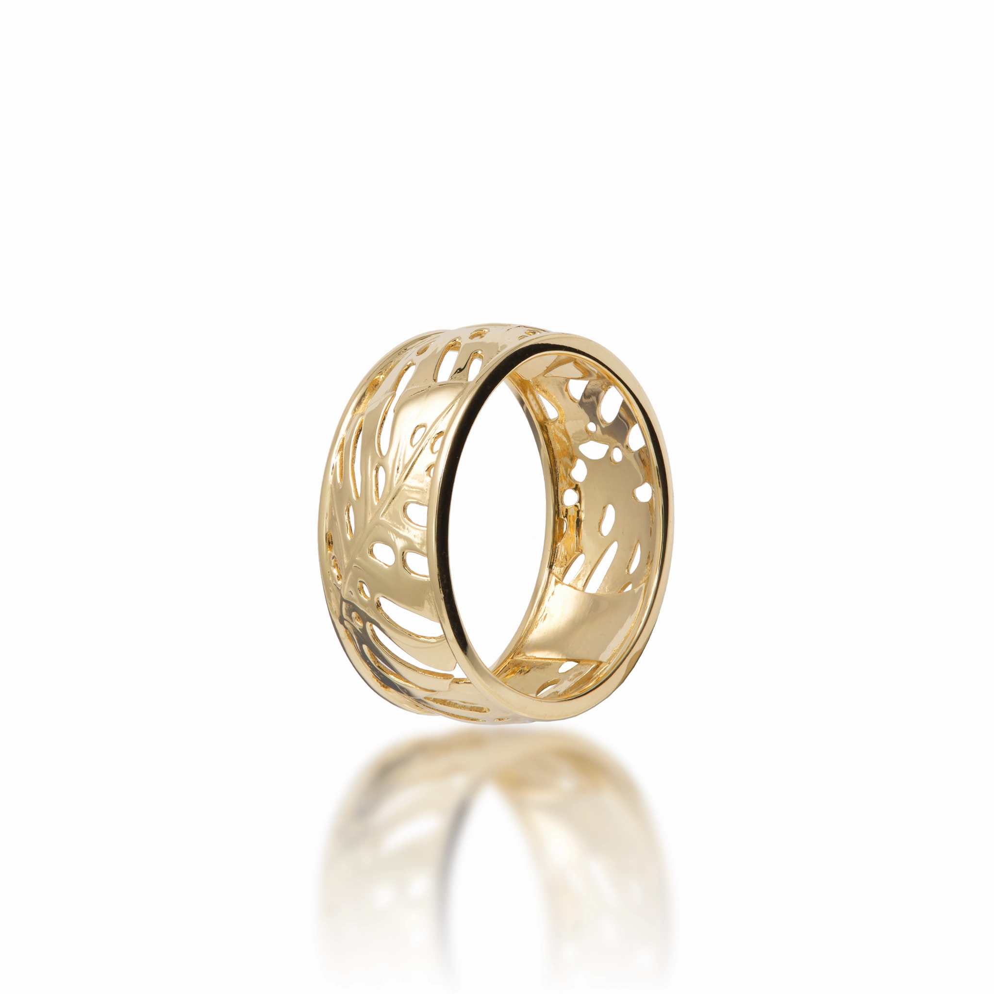 Monstera Ring in Gold - 8mm Urban Look Dazzling Feature