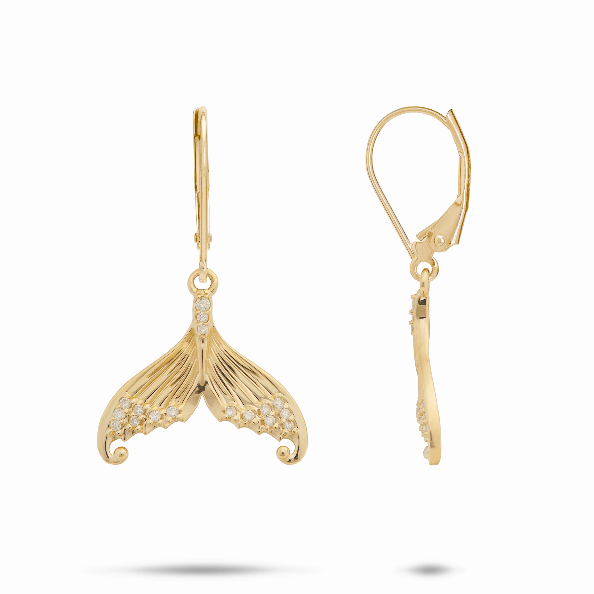 Graceful Charm Fashion highlight Moon & Star Mermaid Tail Earrings in Gold with Diamonds - 31mm