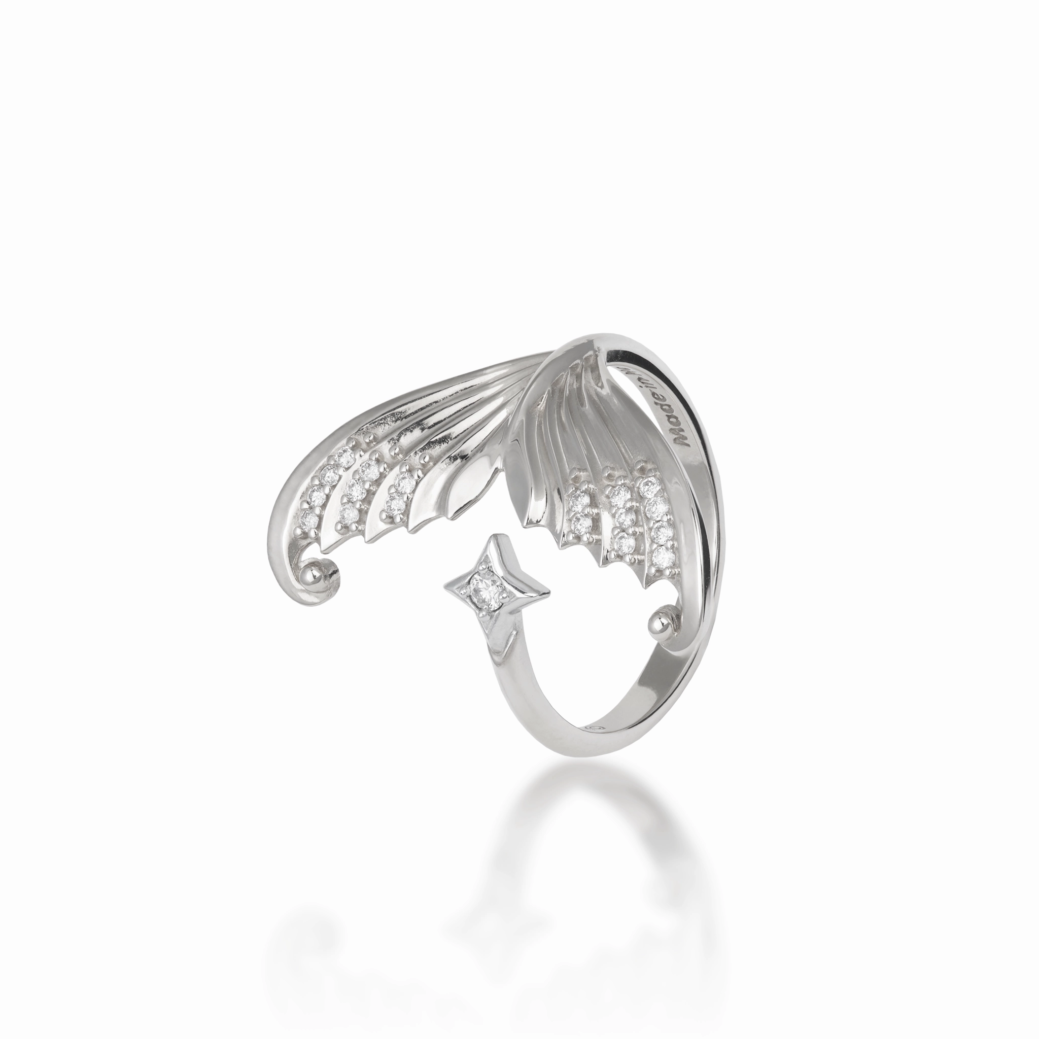 Moon Mermaid Ring in White Gold with Diamonds Shiny Creations