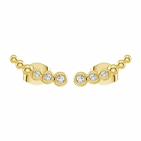 Moonlit Embrace Curved Bead Stud Earrings with Lab?Grown Diamonds Dynamic Detail