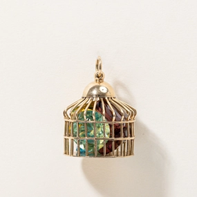 Multi Coloured Glass Stone Birdcage Pendant | 40.00ctw | Evening Gift