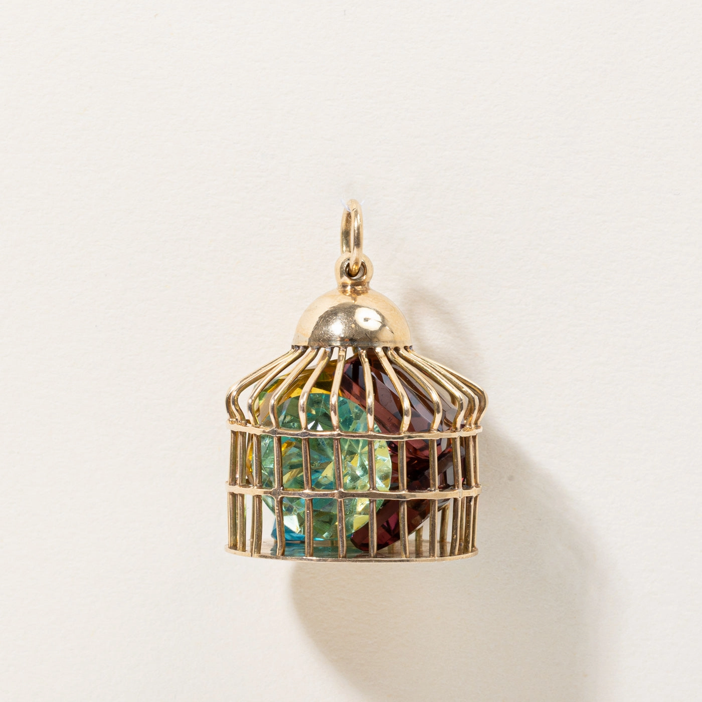 Multi Coloured Glass Stone Birdcage Pendant | 40.00ctw | Evening Gift