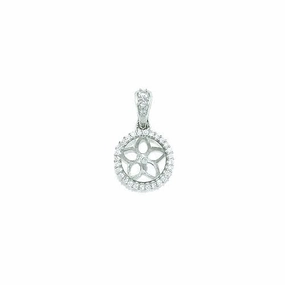 Sleek Detailing Flawless Cut Pick A Pearl Halo Pendant in White Gold with Diamonds