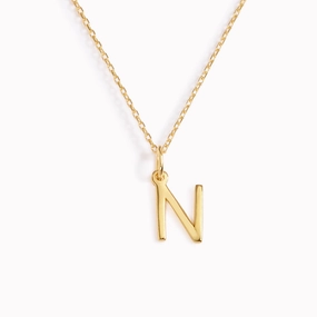 Minimal accessory N Necklace / Gold Initial Necklace