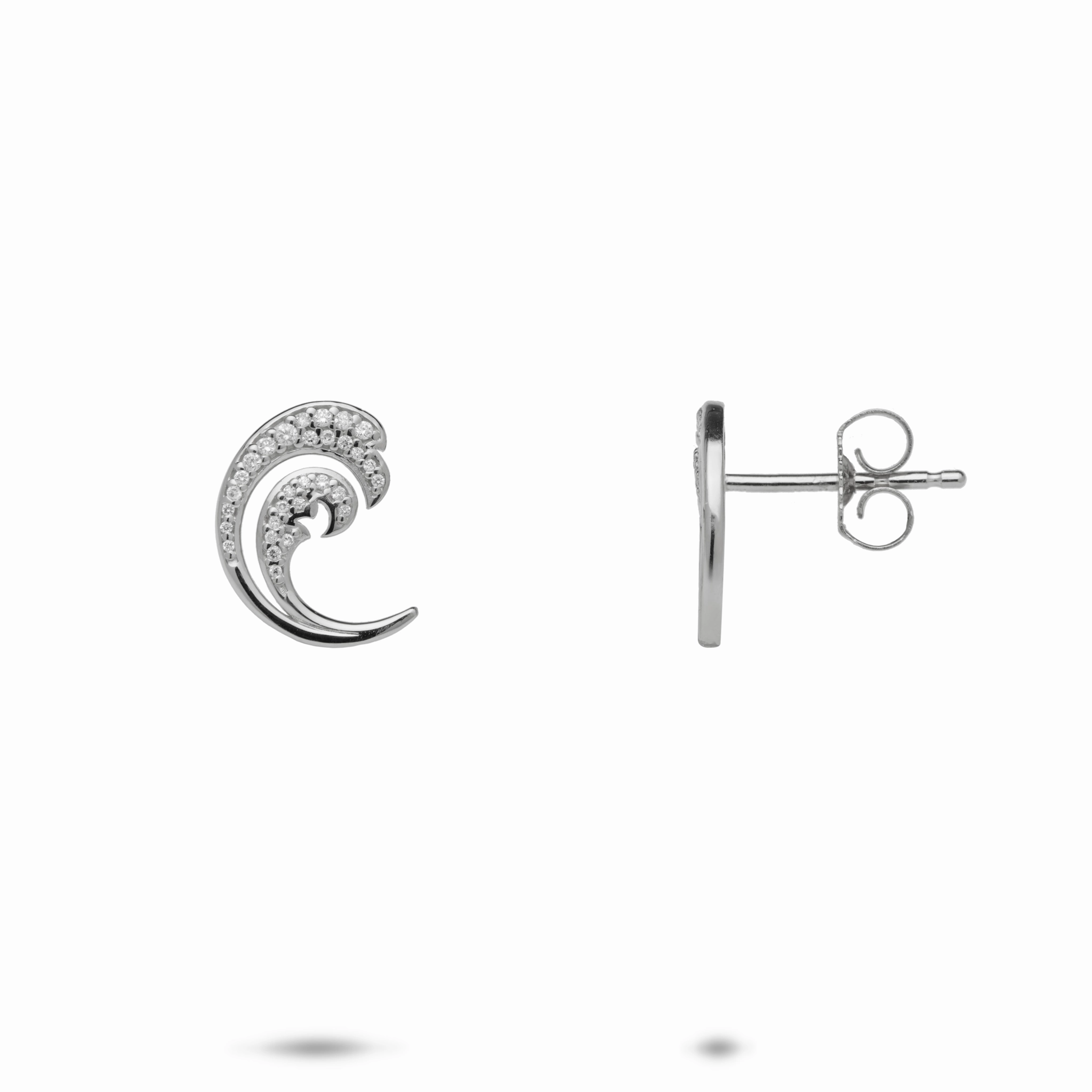Understated Form Nalu Earrings in White Gold with Diamonds - 12mm