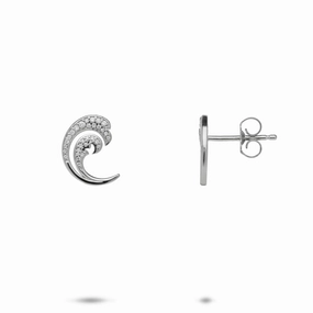 Understated Form Nalu Earrings in White Gold with Diamonds - 12mm