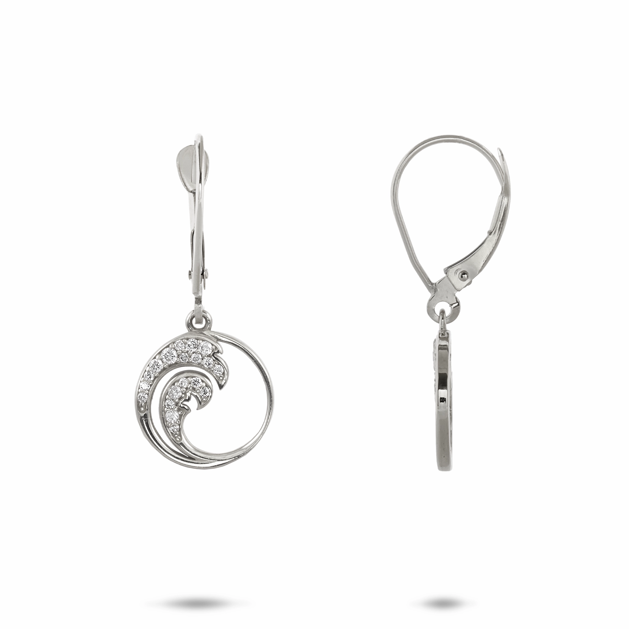 Outdoor Glam Evening Wear Nalu Earrings in White Gold with Diamonds - 12mm