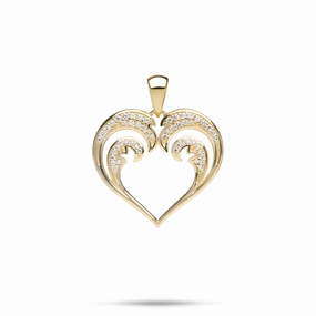 Nalu Heart Pendant in Gold with Diamonds - 20mm Wedding Ensemble Modern Accent