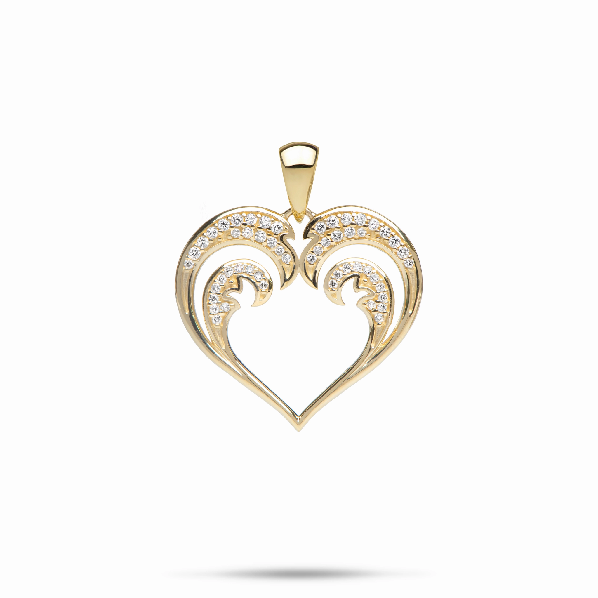 Nalu Heart Pendant in Gold with Diamonds - 20mm Wedding Ensemble Modern Accent