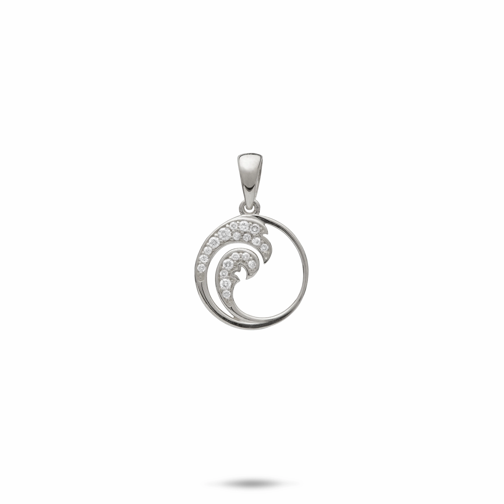 Nalu Pendant in White Gold with Diamonds - 12mm Classic Design