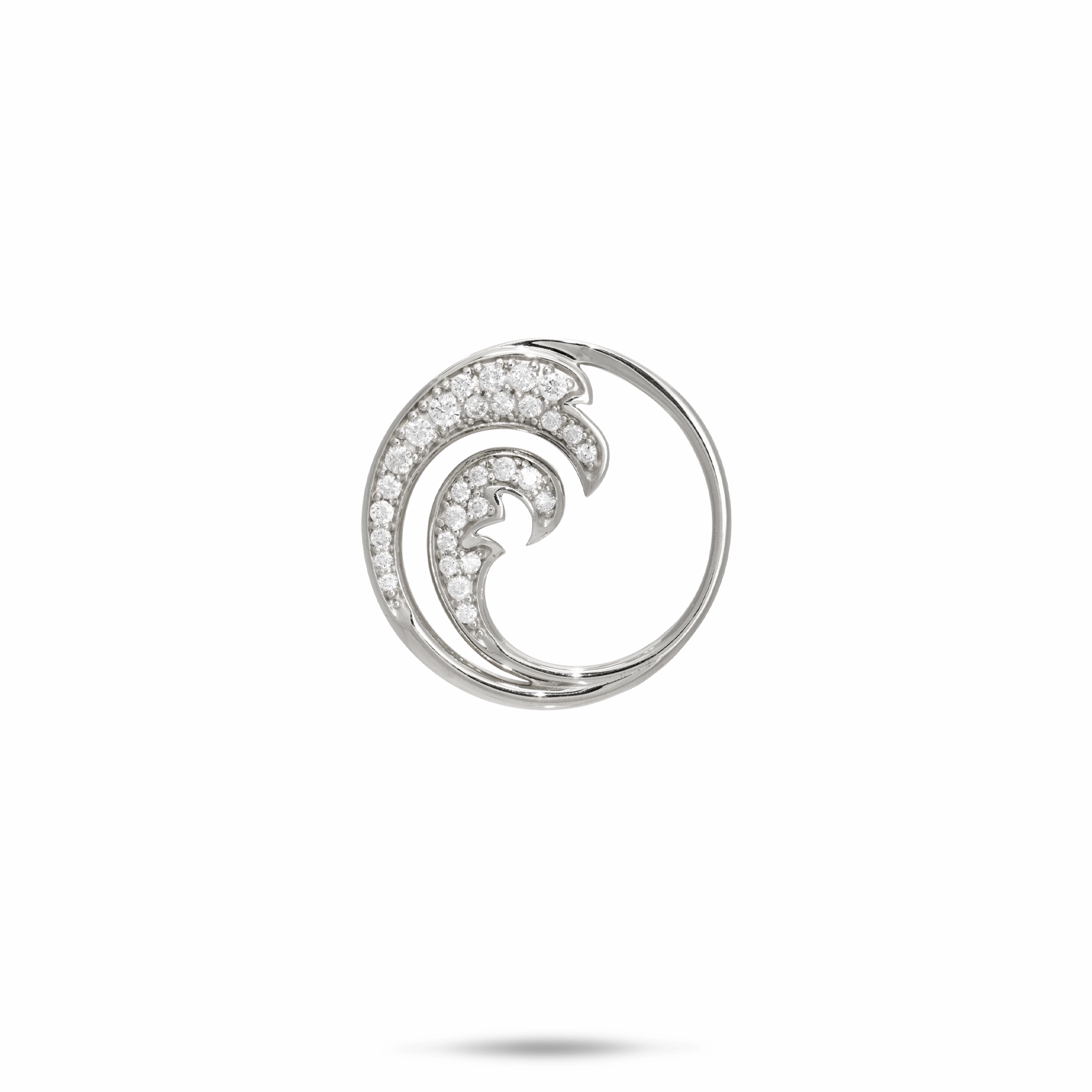 Nalu Pendant in White Gold with Diamonds - 18mm Luxury Shine Finish