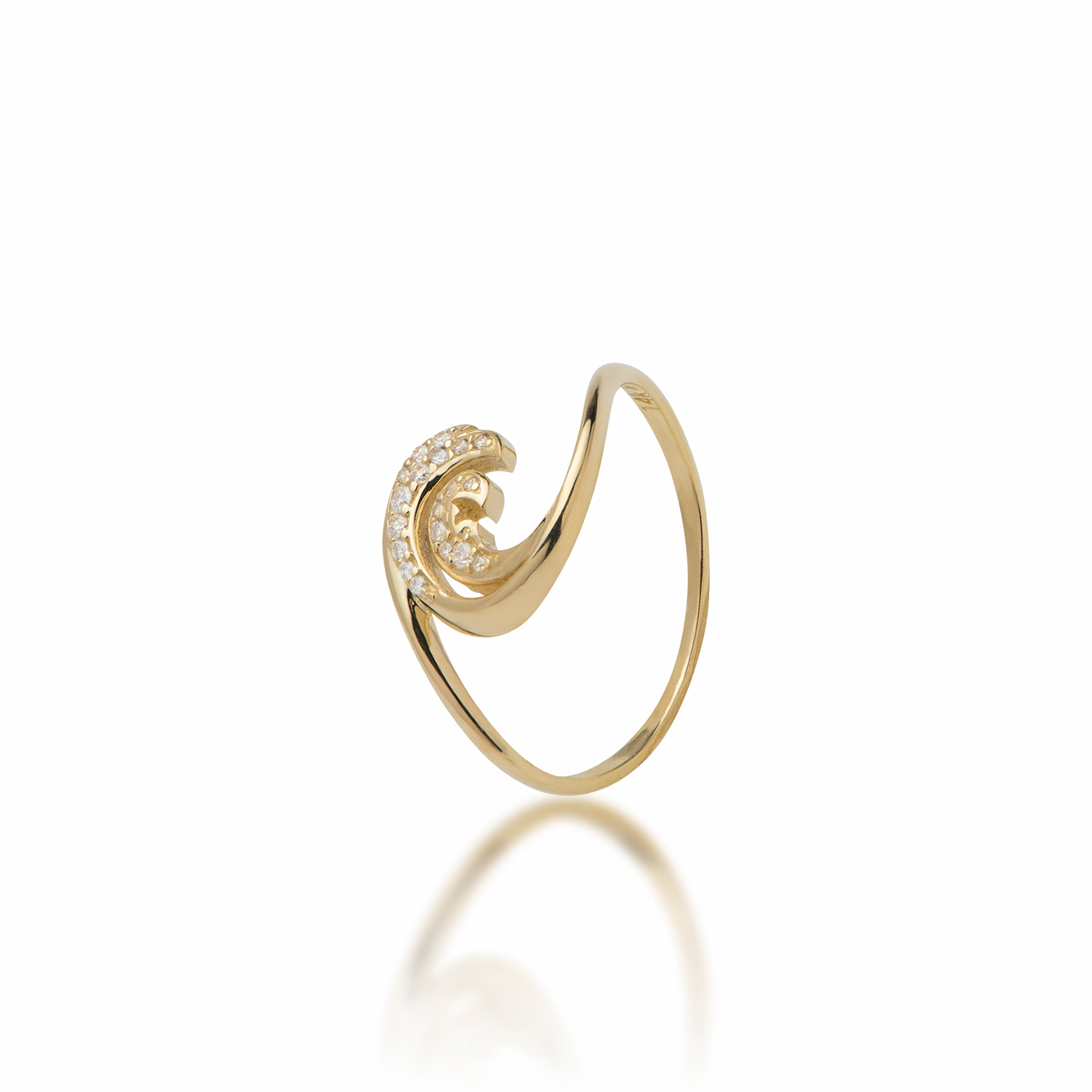Nalu Ring in Gold with Diamonds  - 12mm Luxury Glow Petite Accent
