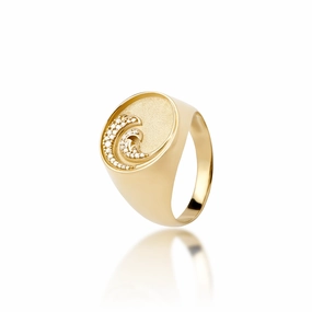 Evening Set Clean Aesthetic Nalu Ring in Gold with Diamonds - 18mm