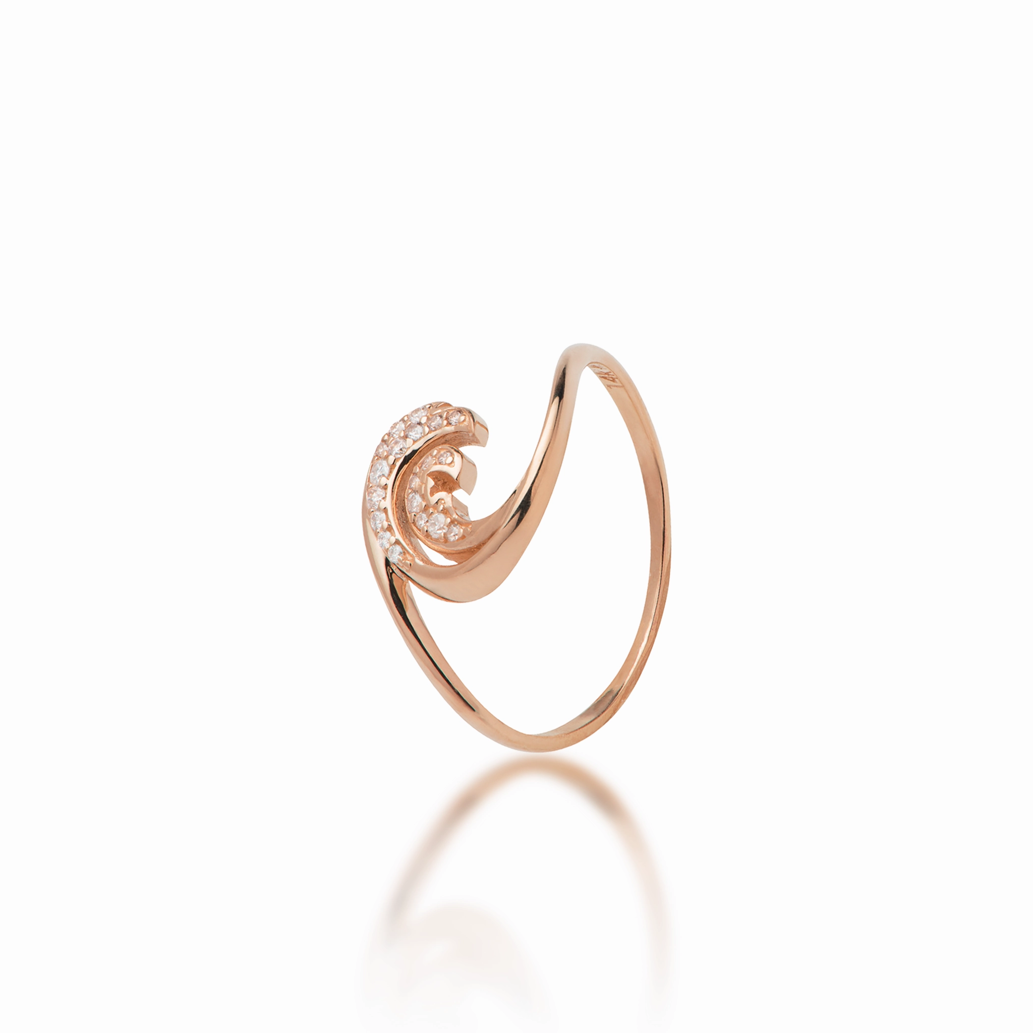Nalu Ring in Rose Gold with Diamonds - 12mm Bridal Ready Finest Piece