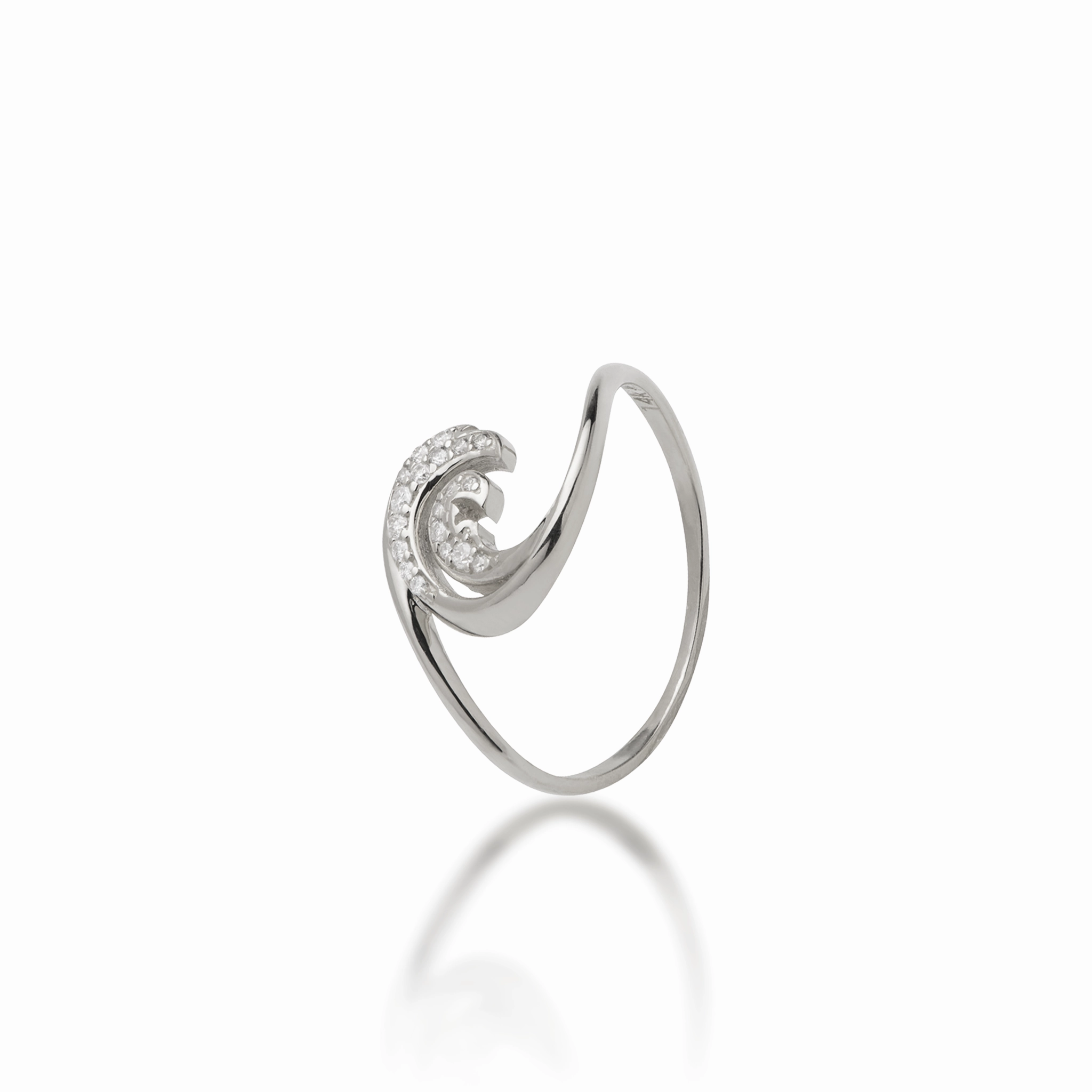 Nalu Ring in White Gold with Diamonds - 12mm Casual Look Night Mood