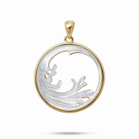 Nalu Splash Mother of Pearl Pendant in Gold - 27mm Soft Finish