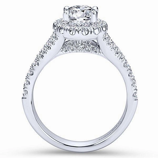International Design Beautiful Art Oval Halo Subtle Split Shank Diamond Ring .67 Cttw 475A