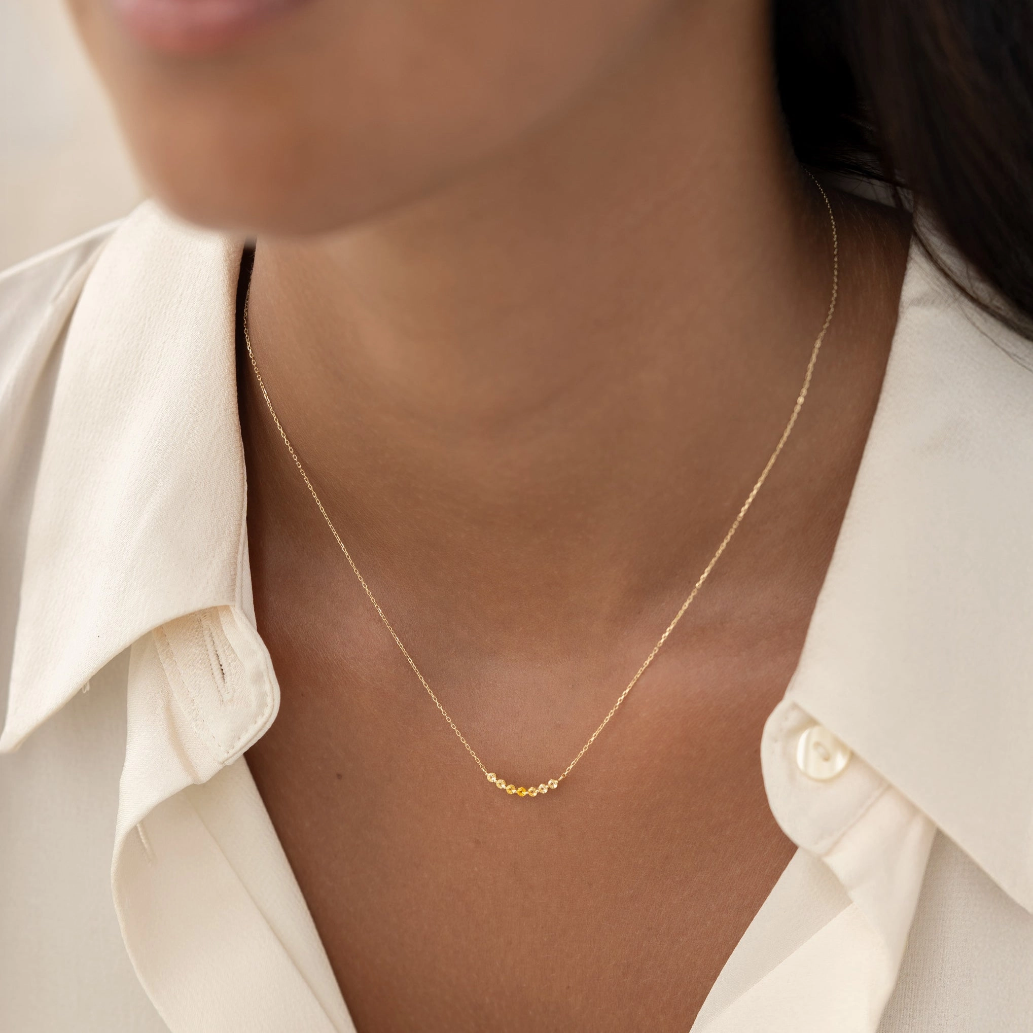 November Birthstone Necklace 14k Gold - Ombre Citrine Refined Fashion