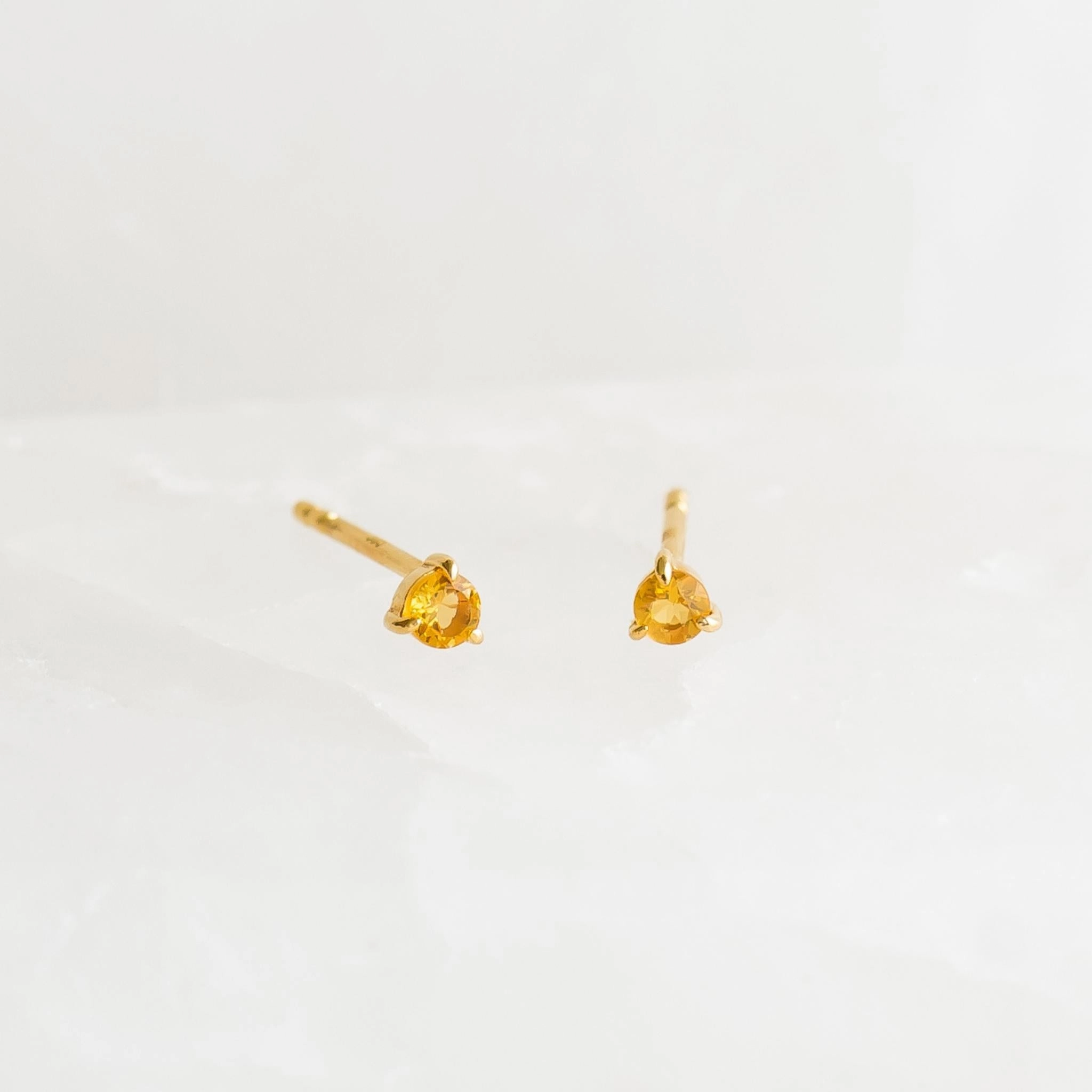 November Birthstone Stud Earrings 14k Gold - Citrine Chic Gift