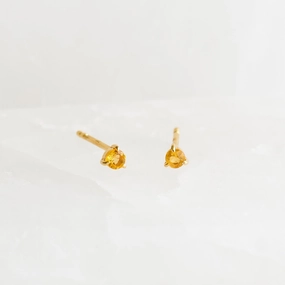 November Birthstone Stud Earrings 14k Gold - Citrine Chic Gift