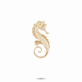 Romantic Edge Ocean Dance Seahorse Pendant in Gold with Diamonds - 24mm