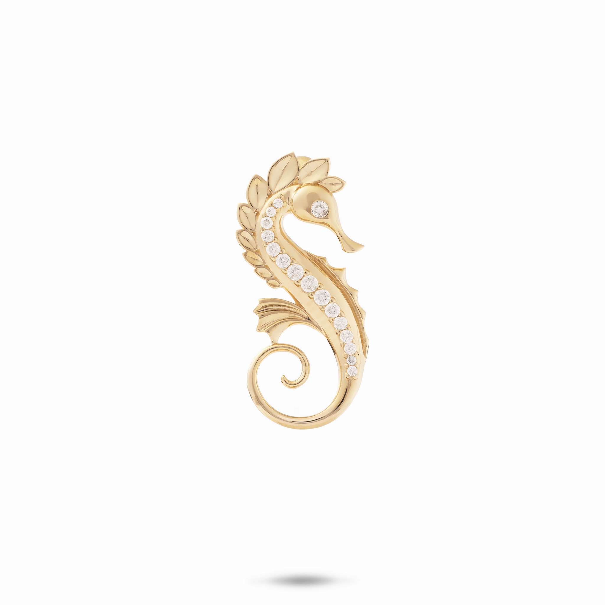 Bold Edge Glamour Appeal Ocean Dance Seahorse Pendant in Gold with Diamonds - 24mm