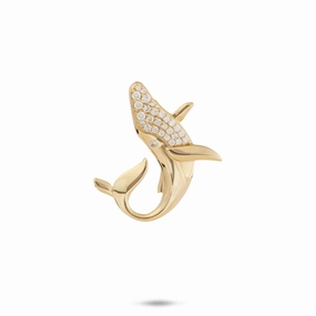 Ocean Dance Whale Pendant in Gold with Diamonds - 22mm Luxurious Touch