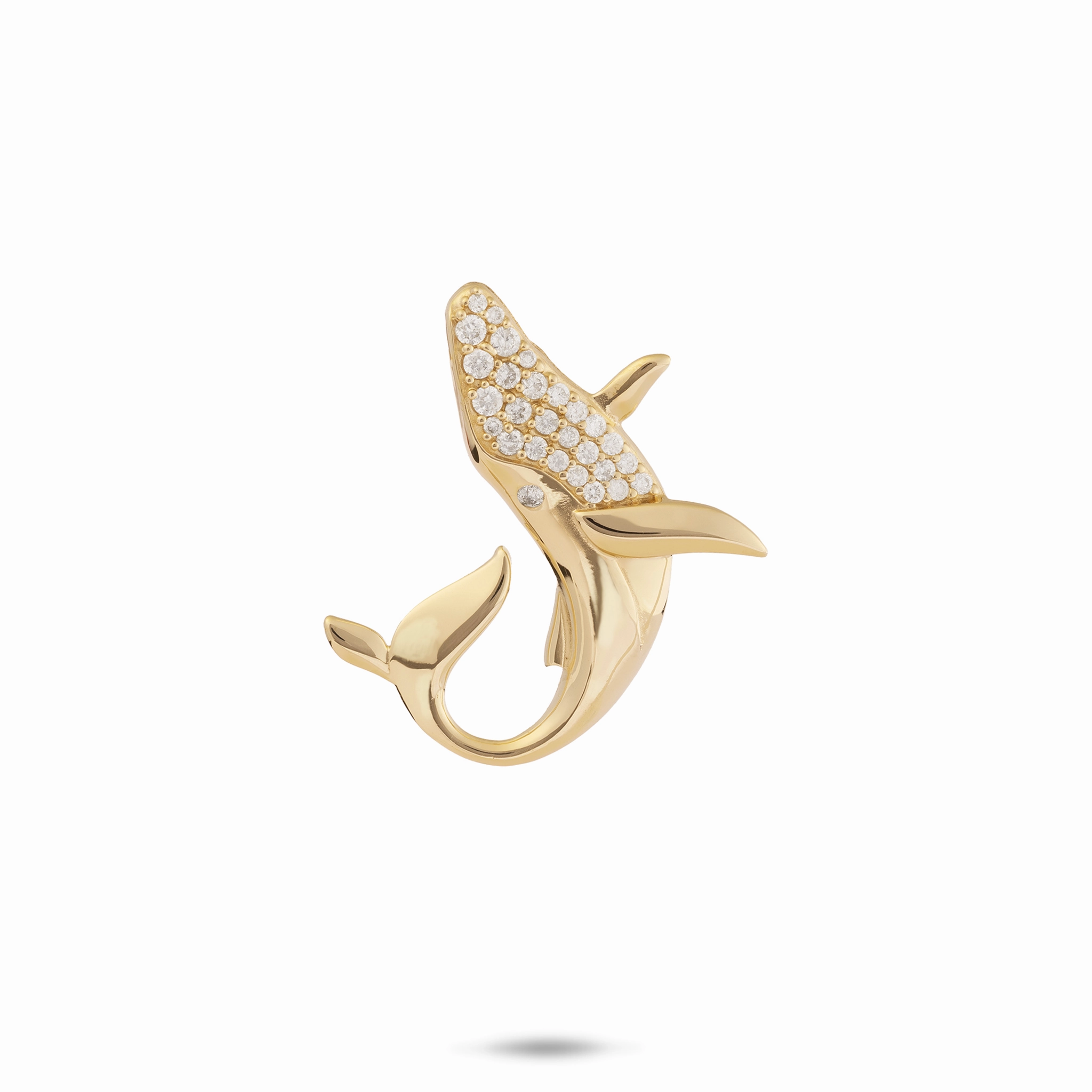 Ocean Dance Whale Pendant in Gold with Diamonds - 22mm Luxurious Touch